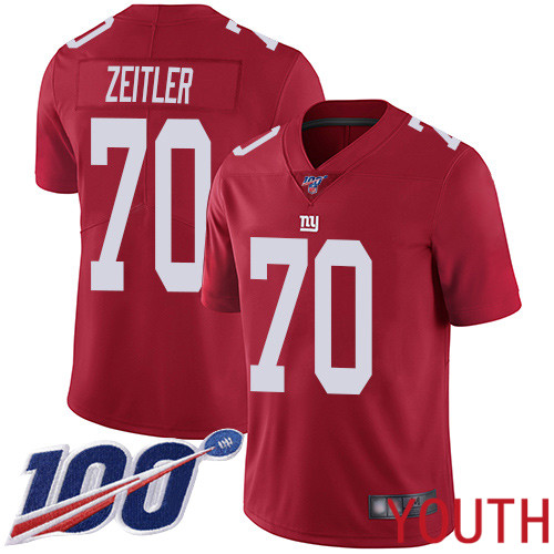 Youth New York Giants #70 Kevin Zeitler Red Limited Red Inverted Legend 100th Season Football NFL Jersey